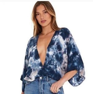 Young, Fabulous & Broke Black and White Tie-Dye Poncho